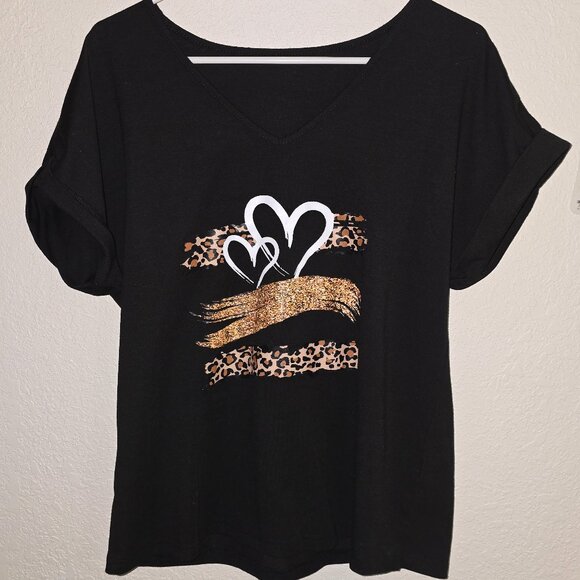 Shein sz M NWOT Heart leopard print shirt - Picture 1 of 3